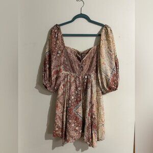 Free People Love Sick Mini Boho Dress Balloon Sleeve